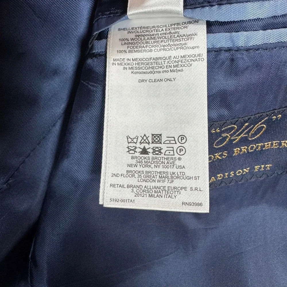 Brooks Brothers 346 Madison Fit Blazer Mens 40R Gray Glend Plaid 100% Wool
